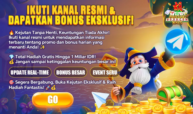 IKUTI KANAL RESMI & DAPATKAN BONUS EKSKLUSIF! Kejutan Tanpa Henti, Keuntungan Tiada Akhir! Ikuti kanal resmi untuk mendapatkan informasi terbaru tentang promo dan bonus harian yang menanti Anda! Total Hadiah Gratis Hingga 1 Miliar IDR! Jangan sampai ketinggalan keuntungan besar ini! UPDATE REAL-TIME, BONUS BESAR, EVENT SERU. Segera Bergabung, Buka Kejutan Eksklusif & Raih Hadiah Fantastis!