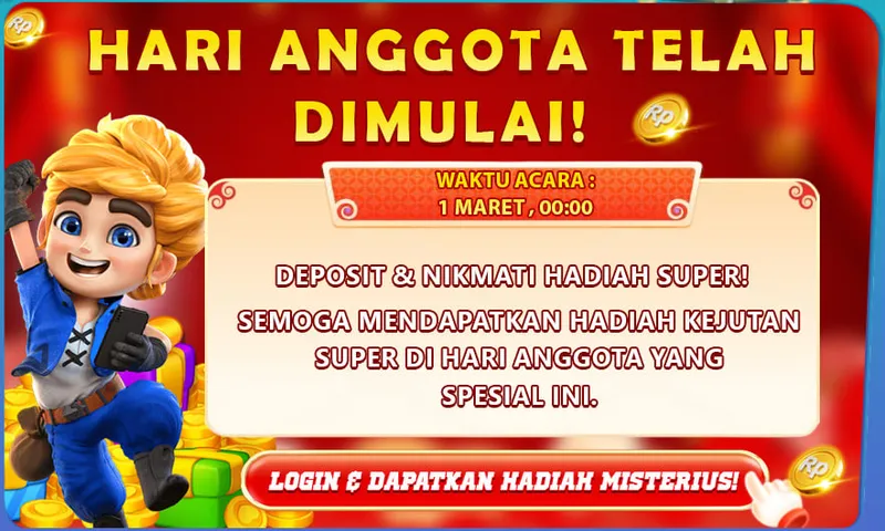 Rayakan Hari Anggota dengan melakukan deposit dan dapatkan hadiah kejutan super serta hadiah misterius saat login. - 9399