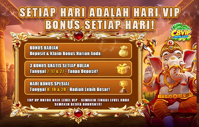 SETIAP HARI ADALAH HARI VIP BONUS SETIAP HARI!
BONUS HARIAN: Deposit & Klaim Bonus Harian Anda.
3 BONUS GRATIS SETIAP BULAN: Tanggal 7, 17 & 27 - Tanpa Deposit!
HARI BONUS SPESIAL: Tanggal 8, 18 & 28 - Hadiah Lebih Besar!
TOP UP UNTUK NAIK LEVEL VIP - SEMAKIN TINGGI LEVEL ANDA SEMAKIN BESAR BONUSNYA!