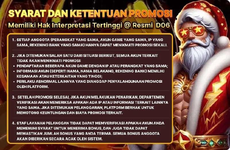 Syarat dan ketentuan umum promosi yang berlaku untuk setiap anggota di platform Resmi D06, mencakup aturan multi-akun dan verifikasi penarikan. - d06