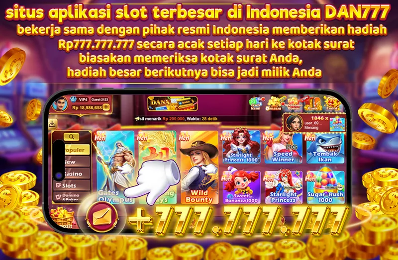 Situs aplikasi slot terbesar di Indonesia DAN777 memberikan hadiah Rp777.777.777 secara acak setiap hari langsung ke kotak surat (inbox) pemain. - dan777