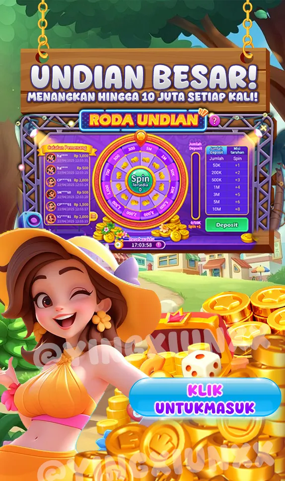 UNDIAN BESAR! MENANGKAN HINGGA 10 JUTA SETIAP KALI! RODA UNDIAN. Misi taruhan Spin: 50K +1, 200K +2, 500K +3, 1M +4, 3M +5, 5M +6, 10M +8. Klik untuk masuk.