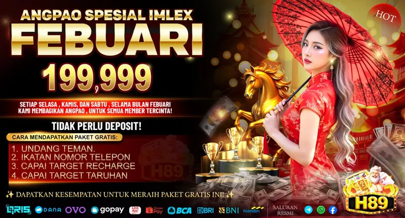 Promosi Angpao spesial bulan Februari untuk semua member dengan total hadiah hingga 199,999 tanpa perlu deposit. - h89