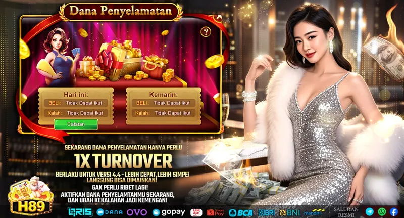 Dana Penyelamatan. Hari ini: BELI: Tidak Dapat Ikut, Kalah: Tidak Dapat Ikut. Kemarin: BELI: Tidak Dapat Ikut, Kalah: Tidak Dapat Ikut. SEKARANG DANA PENYELAMATAN HANYA PERLU 1X TURNOVER. BERLAKU UNTUK VERSI 4.4 - LEBIH CEPAT, LEBIH SIMPEL LANGSUNG BISA DIMAINKAN! GAK PERLU RIBET LAGI! AKTIFKAN DANA PENYELAMATANMU SEKARANG, DAN UBAH KEKALAHAN JADI KEMENANGAN!