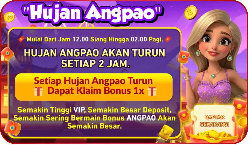 Kegiatan Hujan Angpao rutin setiap 2 jam mulai dari jam 12.00 siang hingga 02.00 pagi. Bonus semakin besar berdasarkan level VIP, jumlah deposit, dan frekuensi bermain. - haya777