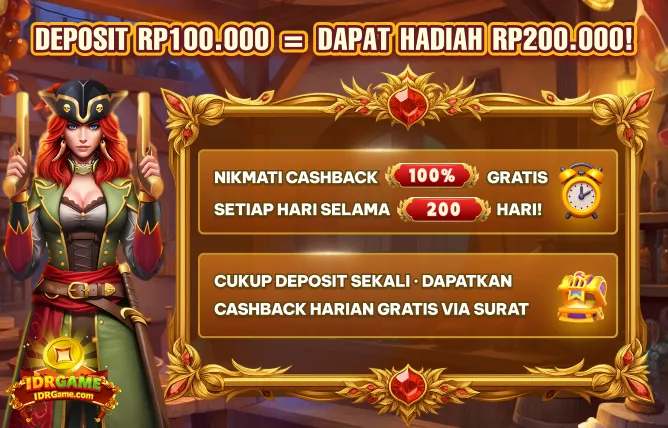 Deposit sekali sebesar RP100.000 dan nikmati cashback 100% gratis setiap hari selama 200 hari. - idrgame