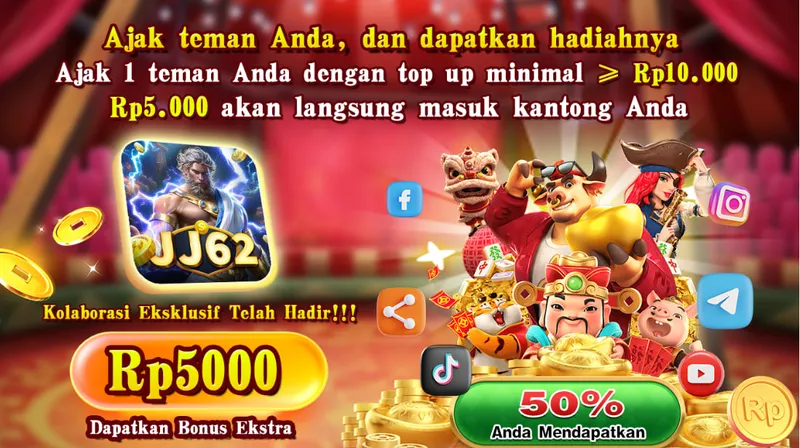 Ajak teman Anda, dan dapatkan hadiahnya. Ajak 1 teman Anda dengan top up minimal >= Rp10.000. Rp5.000 akan langsung masuk kantong Anda. Kolaborasi Eksklusif Telah Hadir!!! Rp5000 Dapatkan Bonus Ekstra. 50% Anda Mendapatkan.