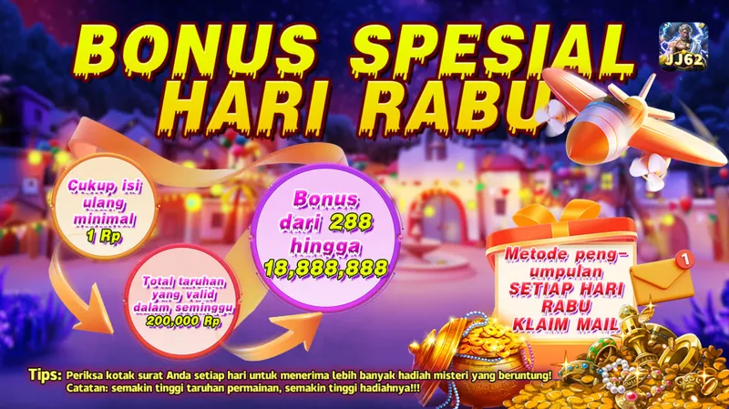 Bonus mingguan khusus hari Rabu untuk pemain yang melakukan isi ulang minimal 1 Rp dan mencapai total taruhan valid 200,000 Rp dalam seminggu. - jj62