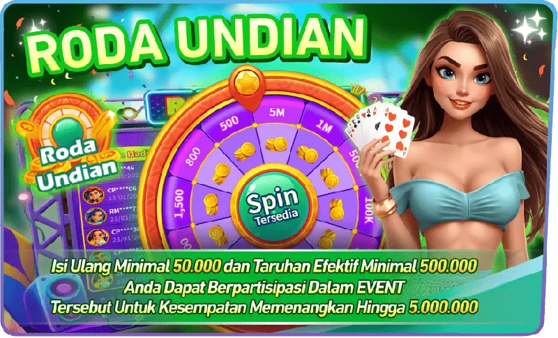 RODA UNDIAN. Spin Tersedia. Isi Ulang Minimal 50.000 dan Taruhan Efektif Minimal 500.000 Anda Dapat Berpartisipasi Dalam EVENT Tersebut Untuk Kesempatan Memenangkan Hingga 5.000.000. Hadiah: 100K, 500K, 1M, 5M, 500, 800, 1,500.