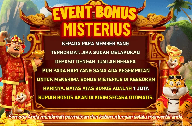 Member yang melakukan deposit dengan jumlah berapapun pada hari yang sama memiliki kesempatan untuk menerima bonus misterius hingga 1 juta Rupiah di keesokan harinya secara otomatis. - sp212