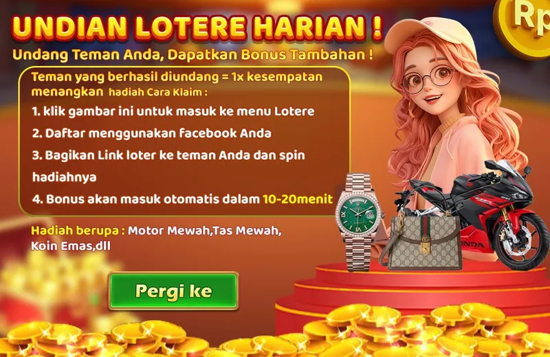 UNDIAN LOTERE HARIAN ! Undang Teman Anda, Dapatkan Bonus Tambahan ! Teman yang berhasil diundang = 1x kesempatan memenangkan hadiah Cara Klaim : 1. klik gambar ini untuk masuk ke menu Lotere 2. Daftar menggunakan facebook Anda 3. Bagikan Link loter ke teman Anda dan spin hadiahnya 4. Bonus akan masuk otomatis dalam 10-20menit. Hadiah berupa : Motor Mewah, Tas Mewah, Koin Emas, dll